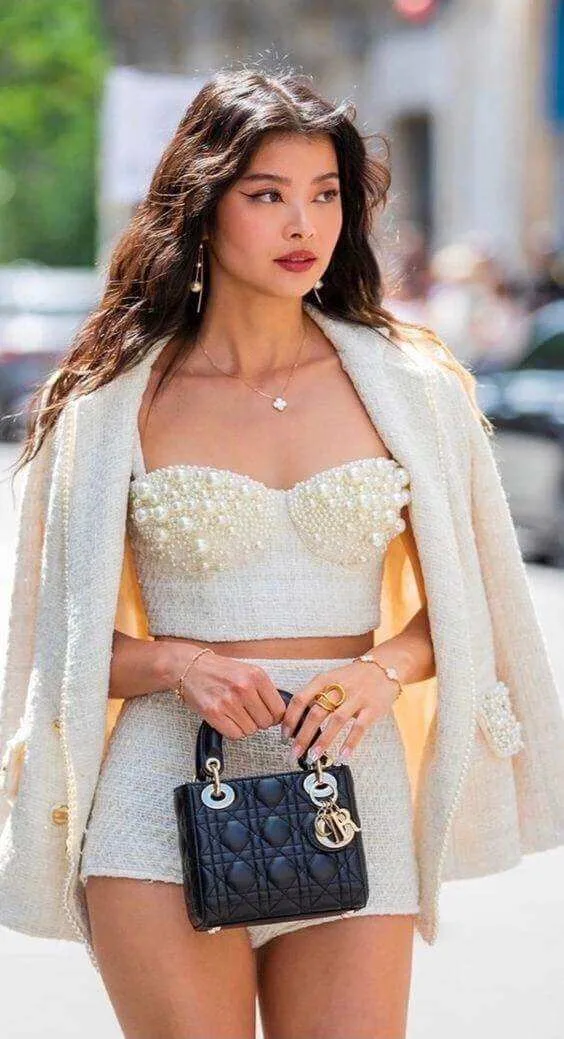 Sexy cool woman dress experienced white background